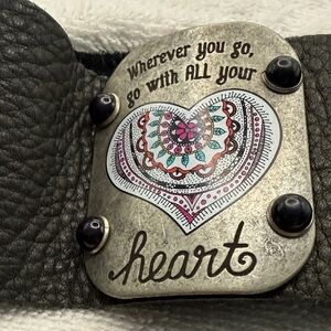 Hand-made Heart Engraved Leather Bracelet